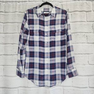 Equipment Collared Plaid Button Down Shirt Blouse Women Medium Silk Blend Casual